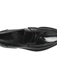 Mocasines tejidos de piel con acabado brillante y motas para hombre