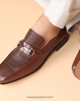 Mocasines de piel trenzada y lisa con hebilla para hombre