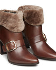 Botines de piel con afelpado para dama