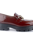 Mocasines de charol para mujer estilo track con herraje metálico