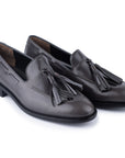 Mocasines formales para dama, con motas y cordones tejidos laterales