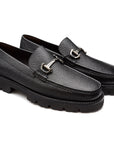 Mocasines de piel grabada con hebilla y plataforma track para hombre