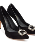Zapatillas de fiesta para dama, con broche de cristales y tacón alto