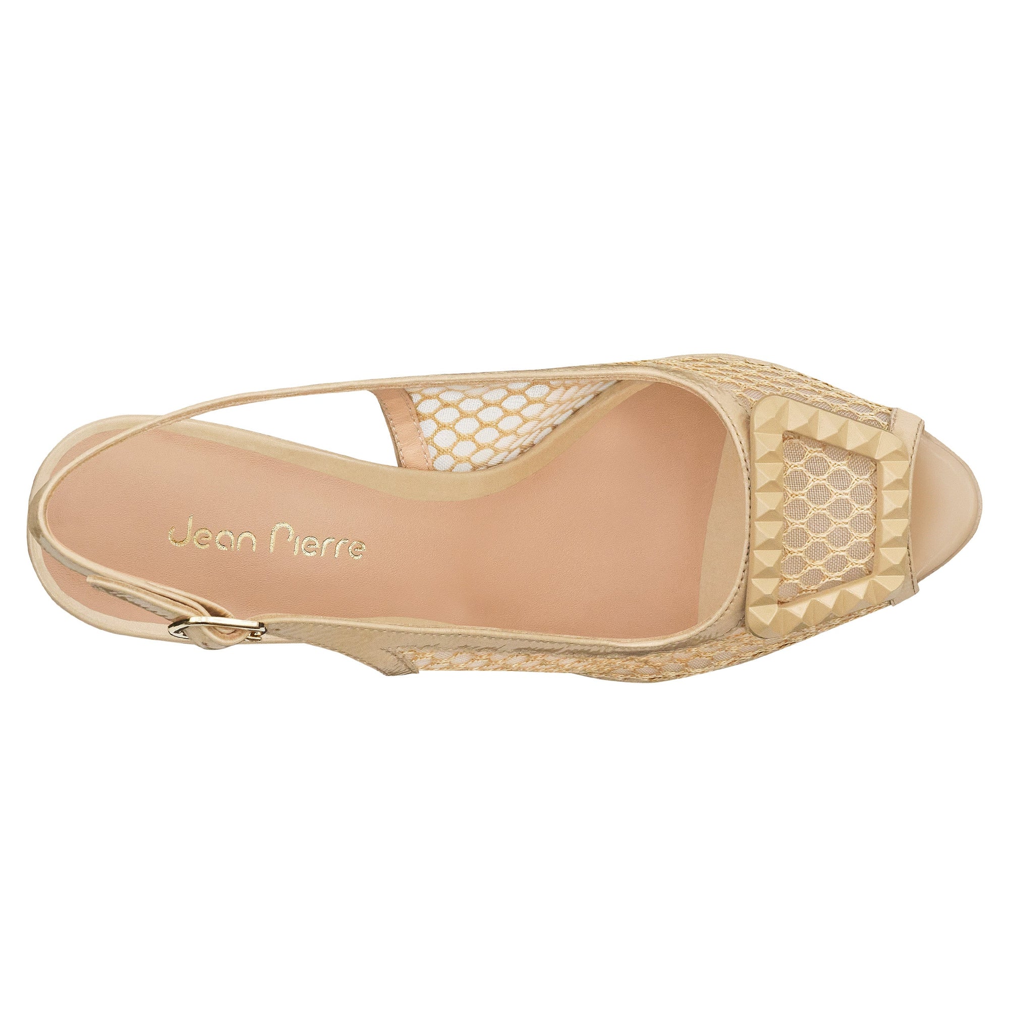 Sandalias de charol con tacón alto y textil semitransparente para mujer