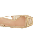 Sandalias de charol con tacón alto y textil semitransparente para mujer