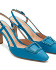 Tacones destalonados para dama con herraje y correas ajustables en charol
