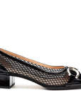 Zapatillas confortables de piel para mujer con herraje y textil semitransparente