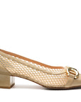 Zapatillas confortables de piel para mujer con herraje y textil semitransparente