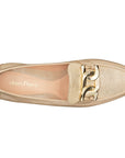 Mocasines de ante y charol con hebilla para mujer