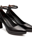 Tacones de piel con pulsera en tobillo con plataforma para mujer