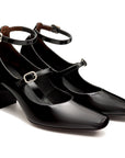 Zapatillas Mary Jane de charol con tacón y pulsera al tobillo para mujer