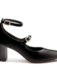 Zapatillas Mary Jane de charol con tacón y pulsera al tobillo para mujer