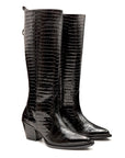 Botas altas de piel estilo vaqueras con cierre metálico para mujer