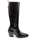 Botas altas de piel estilo vaqueras con cierre metálico para mujer