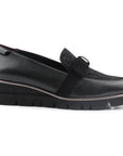 Mocasines de piel y ante con aplicación de banda horizontal y suela confort para mujer