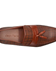 Mocasines de piel texturizada con borlas para hombre