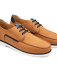 Mocasines tipo náuticos color brandy y azul para hombre