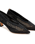 Zapatillas estilo kitten heels tejidas con tacón medio