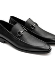 Mocasines formales de piel trenzada con hebilla para hombre