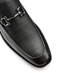 Mocasines formales de piel trenzada con hebilla para hombre