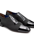 Zapatos oxford de charol y textil con puntera para caballero