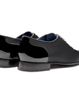 Zapatos oxford de charol y textil con puntera para caballero