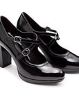 Zapatillas estilo Mary Jane de charol con correa ajustable doble para dama