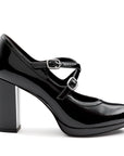 Zapatillas estilo Mary Jane de charol con correa ajustable doble para dama