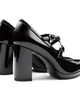 Zapatillas estilo Mary Jane de charol con correa ajustable doble para dama