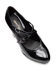 Zapatillas estilo Mary Jane de charol con correa ajustable doble para dama