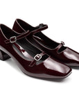 Zapatillas de charol estilo Mary Jane con correas ajustables y tacón ancho para dama