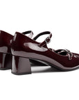 Zapatillas de charol estilo Mary Jane con correas ajustables y tacón ancho para dama