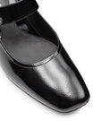 Zapatillas de piel con correa ancha ajustable y tacón bajo para dama