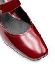 Zapatillas de piel con correa ancha ajustable y tacón bajo para dama