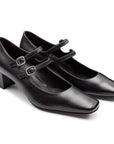 Zapatillas de piel con doble correa ajustable para dama