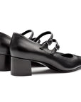 Zapatillas de piel con doble correa ajustable para dama