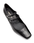 Zapatillas de piel con doble correa ajustable para dama