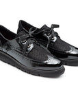 Zapatos derby de charol y ante con suela confort para dama