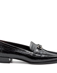 Mocasines de piel con grabado y hebilla metálica para dama