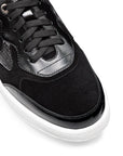 Tenis casuales de charol y gamuza color negro para dama