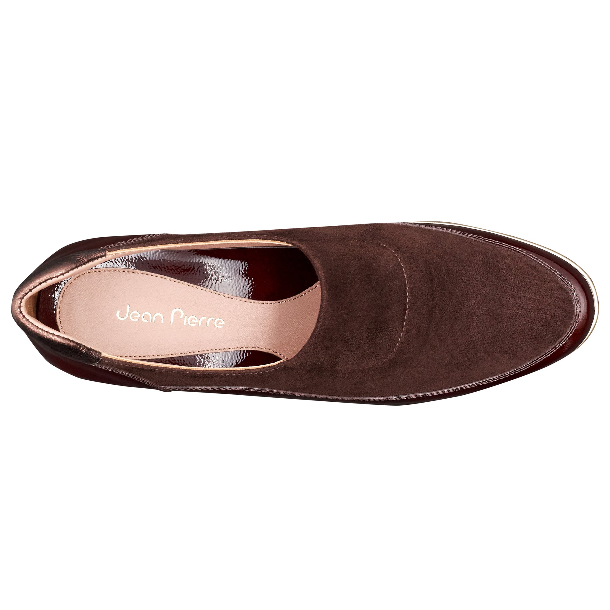 Zapatos de charol y gamuza con suela confort estilo mocasin café