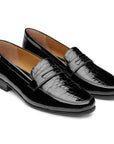 Mocasines de charol grabado para dama estilo penny