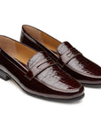 Mocasines de charol grabado para dama estilo penny