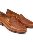 Mocasines  de piel para dama texturizados color brandy