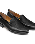 Mocasines de piel para dama texturizados color negro