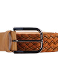Cinturón de piel y textil trenzado para caballero