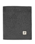 Cartera de piel para caballero con placa metálica. Diseño vertical