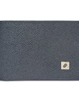 Cartera de piel con placa metálica para caballero. Diseño horizontal