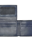 Cartera de piel con placa metálica para caballero. Diseño horizontal