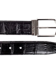 Cinturón de piel de cocodrilo para hombre en negro